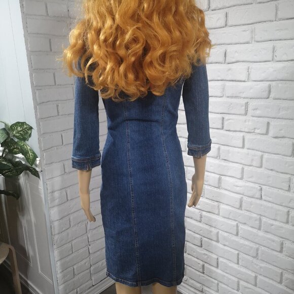 Fairweather Ladies 3/4 Length Sleeves Size 3 Medium Wash Denim Dress - Picture 6 of 11